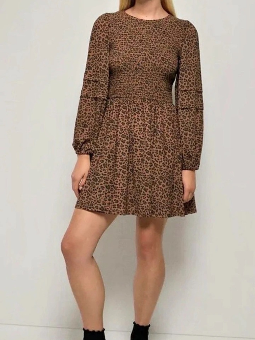 American Eagle Animal Print Mini Dress Brown & Black Size Small NWT